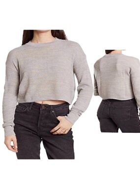New Abound Nordstrom Gray Heather Crop Sweater Size 1X